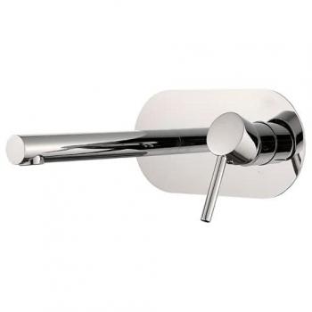 Grifo de lavabo empotrado redondo monomando cromado Serie Duero - Valaz, mezclador de agua fría y caliente, ahorro de agua, instalación fácil y rápida, materiales: latón e inoxidable, embellecedor ovalado