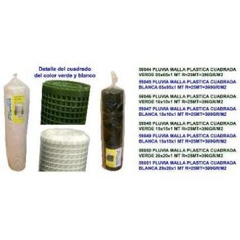 Malla Plástica Cuadrada Verde 390gr/m2 05x05x1m Rollo de 25m