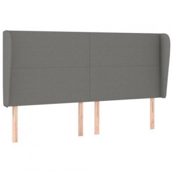 Cabecero con orejas de tela gris oscuro 163x23x118/128 cm