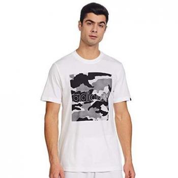 adidas M Camo Box T Camiseta, Hombre, Blanco/Negro, S