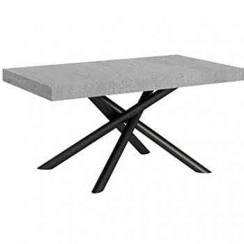 Mesa extensible Famas 90x160/420 cm cemento con estructura antracita