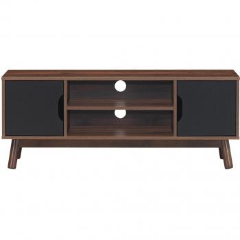 Mueble TV Rústico Industrial Soporte para TV hasta 50” con Repisa Abierta y 2 Armarios, Dimensiones: 119 x 37 x 48,5 cm, Color Negro