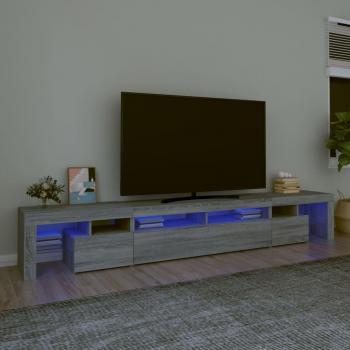 Mueble de TV con luces LED color gris Sonoma 260x36,5x40 cm