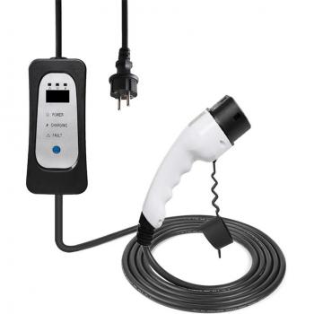 Cargador Portátil de Coche Eléctrico ANDAIIC Tipo 2 J1772 Modo 2 8A/10A/13A/16A Corriente Ajustable Cable de 5m - UE