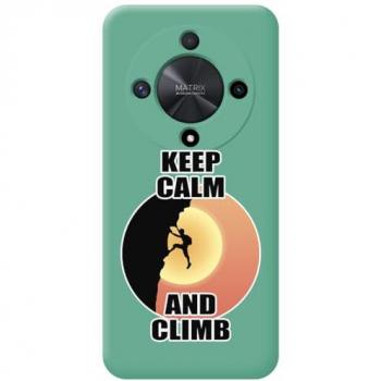 Funda Silicona Líquida Verde para Huawei Honor Magic 6 Lite 5G con Diseño de Hombre Escalador