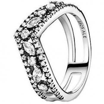 Pandora Double Wishbone Ring in Sterling Silver with Cubic Zirconia for Women