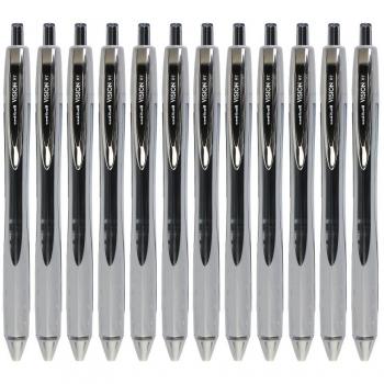 Uni-ball ubn178 visión bolígrafo de punta redonda retráctil tamaño mediano 0,6 mm punta 0,4 mm línea Ref 9007080 en negro [Pack de 12]