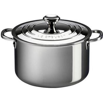 Cocotte de acero inoxidable Le Creuset - Olla alta con tapa de acero inoxidable Signature, 20 cm diámetro, 3.8 litros