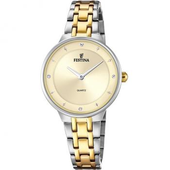 Festina Mademoiselle F20625/2 Reloj para Mujer de Acero Inoxidable 316L Bicolor con Esfera Beige