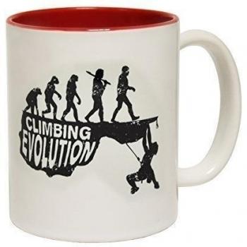 123t tazas de cerámica con lema de la taza de la evolución de escalada Interior rojo