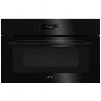 AEG KMK721880B Horno Multifunción Compacto Integrable con Microondas y Grill, 45 cm, 42 Litros, Cristal Negro