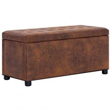 SengentoStyle Opberghocker 87,5 cm kunstsuède bruin