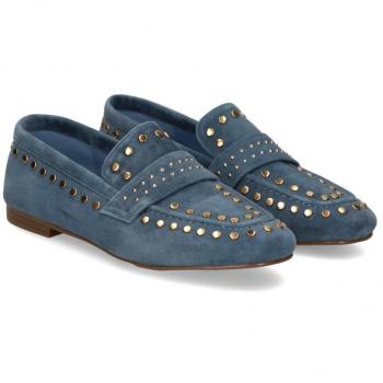 Mocasines de mujer en ante con tachas
