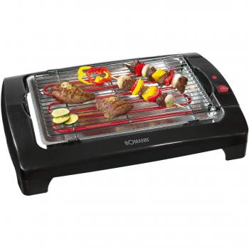 Parrilla Eléctrica Bomann BQ 1240 CB, Negro, 2000W, Acero Inoxidable con Parrilla Cromada de 35.5 x 24.5 cm
