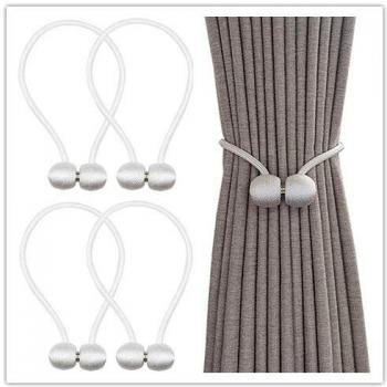 Keetech - Alzapaños magnéticos para cortinas decorativas, para el hogar, salón, dormitorio, oficina, 4 unidades, color blanco