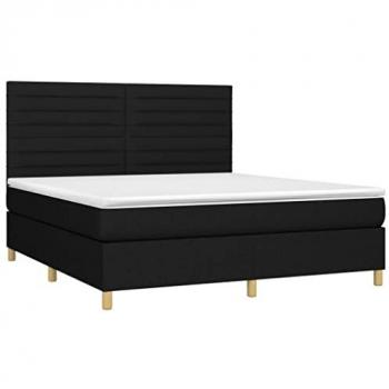 Cama box spring con colchón y luces LED, tela negro, 160x200 cm, vidaXL
