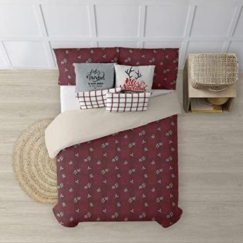 Funda Nórdica Terciopelo Red Christmas 1 Multicolor 140 x 200 cm con botones