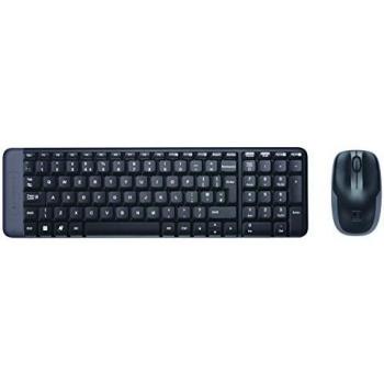 Logitech MK220 Combo con Teclado y Ratón Inalámbrico compacto para Windows, Disposición QWERTY US Internacional - Negro