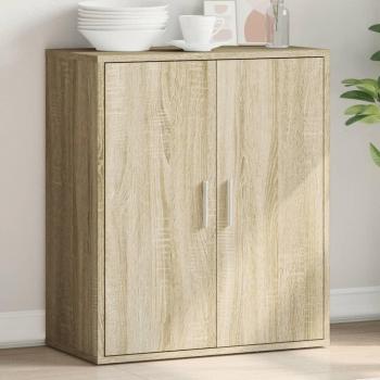 Aparador de Madera Multicapa Roble Claro 2 Puertas con Estante Interior 80x79x38 cm