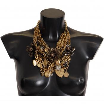 Dolce & Gabbana Gold Brass Sicily Charm Heart Statement Necklace, Female, Yellow, Size: ONE SIZE