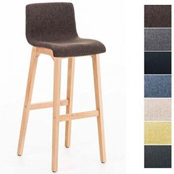 Taburete Alto de Bar Hover con Estructura de Madera Natural y Asiento Tapizado, Altura 77cm, 4 Patas, Color Marrón