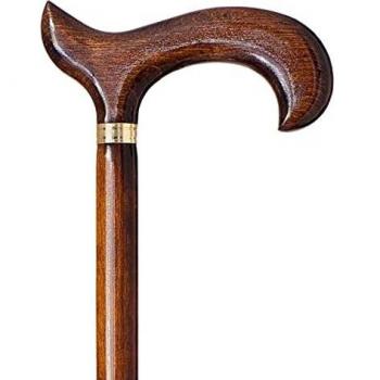 Bastón muletilla de Apoyo Fabricado en Madera, Color marrón Oscuro 92cm, Muy Resistente.