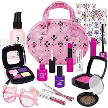 FancyWhoop Maquillaje Niñas Set 15 Piezas Set de Maquillaje con 2 Pegatinas de Joyas cosmético Lavable Maquillaje de Juguete para niñas Maquillaje niñas 3 años