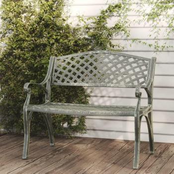 Green 102 cm Cast Aluminum Garden Bench