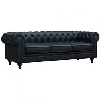 Sofá Chesterfield Aliza - 3 plazas- Negro