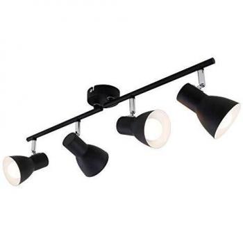Foco de Techo LED Orientable y Giratorio »CUP«, 4 Lámparas E14, Máx. 25W, Retro, Negro, IP20, 60.5 x 8 x 15 cm
