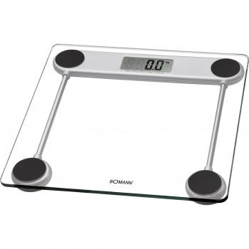 Bomann PW 1417 CB - Báscula de Baño Digital con Cristal Templado, Alta Precisión de Medición hasta 150 kg y 100 g, Apagado Automático