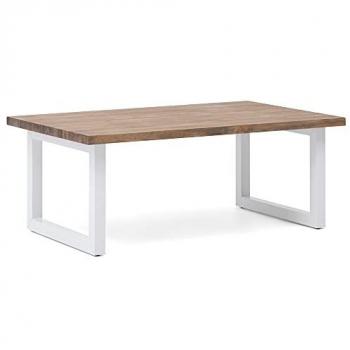 Mesa de Centro iCub Big Wood Eco 60x140x43cm Blanca Madera Efecto Vintage Estilo Industrial