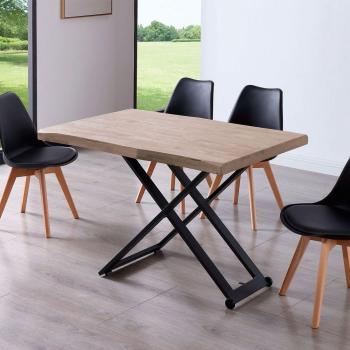 Mesa De Centro Zoe Elevable Con Tapa Irregular Roble Honey/Negro 49-76X120x80 Cm