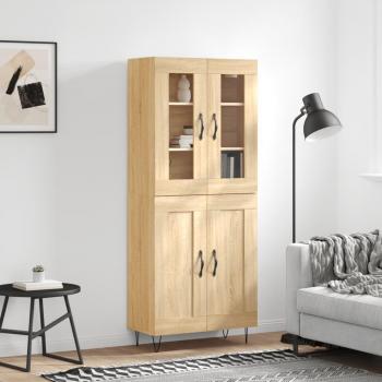 Aparador alto de madera contrachapada color roble 69,5x34x180 cm