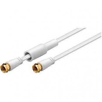 Cable Antena Satelital Plano F 2,5m 80dB Doble Blindaje Resistente al Clima Blanco