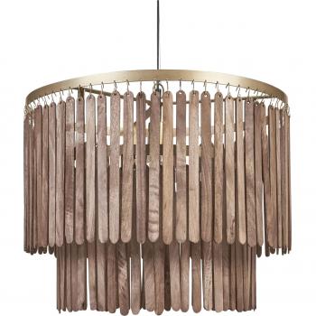 Lámpara Colgante de Techo de Madera de Mango Oscura Kaveri, Estilo Boho Industrial, Hecha a Mano