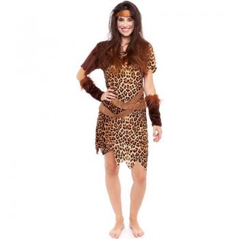 Disfraz de Mujer Cavernícola con Estampado de Leopardo
