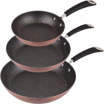 San Ignacio - Set de Sartenes SIP color cobre- Ø20/24/28 cms., aluminio forjado, mango revestido con silicona atérmica, inducción