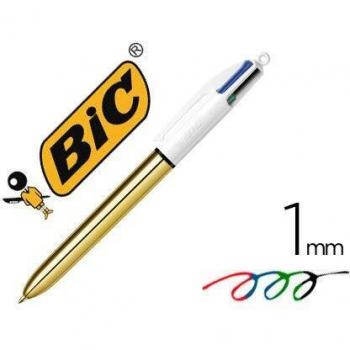 Boligrafo bic cuatro colores shine oro punta de 1 mm.