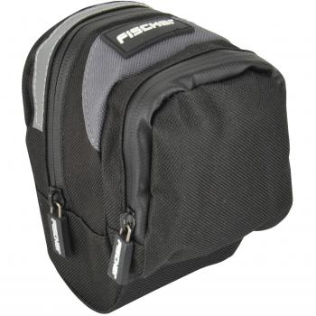 Bolsa para sillín de bicicleta FISCHER, negra y gris, resistente al agua, con cierre de cremallera, capacidad para herramientas y accesorios de ciclismo