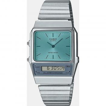 Casio Vintage AQ-800EC Nostalgic Vintage Silver and Blue Stainless Steel Quartz Watch