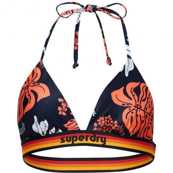 Superdry Sustainable Vintage Logo Triangle Bikini Top for Women in Hibiscus Pop Coral XS