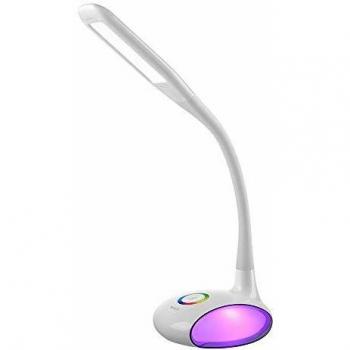 WILIT Lampara LED Escritorio Infantil, Flexo Led Escritorio Niños para Estudiar Lectura, Lámpara de Mesa Tactil con Luz Nocturna de Color, 3 Niveles de Brillo, Blanco