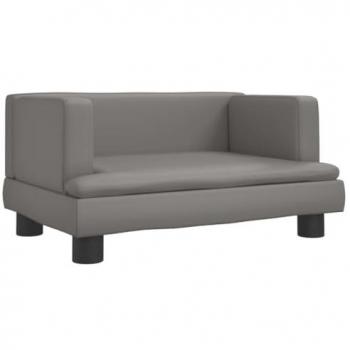 Cama para perros de cuero sintético gris 60x40x30 cm vidaXL