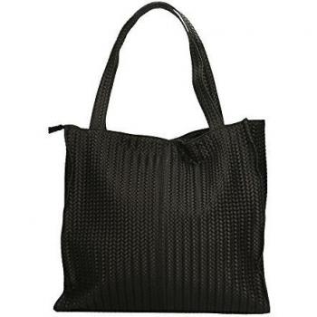 CTM Mujer bolso con manijas grandes, Twisted Fantasy, en cuero genuino Made in Italy 35x33x15 Cm
