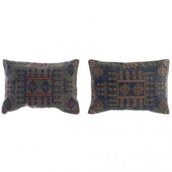 Cojín DKD Home Decor Azul Naranja Cuadrada Árabe 50 x 10 x 35 cm (2 Unidades)