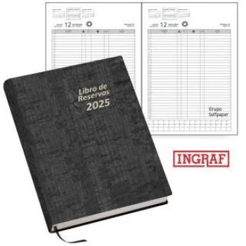 Agenda 2025 - Libro de Reservas - 2 Páginas por Día, Castellano, 22x31 cm, Color Negro