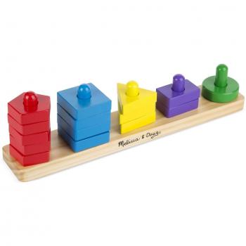 Melissa & Doug, Tablero para apilar y clasificar formas | Juguetes de desarrollo | Juego educativo | Juego de madera | Montessori | 3+ | Regalo adecuado para niños y niñas