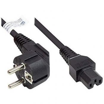 Cable de alimentación tipo E+F CEE 7/7 a C15, negro, 3 m, 1,00 mm²