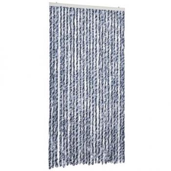 Cortina antimoscas chenilla azul y blanco 100x230 cm